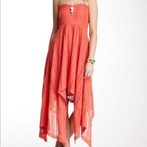 Free People crochet asymmetrical midi dress